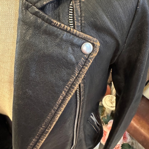 Real Leather ZARA BLACK MOTORCYCLE JACKET DISTRESSED Buttery Soft Leather | M - Picture 2 of 13